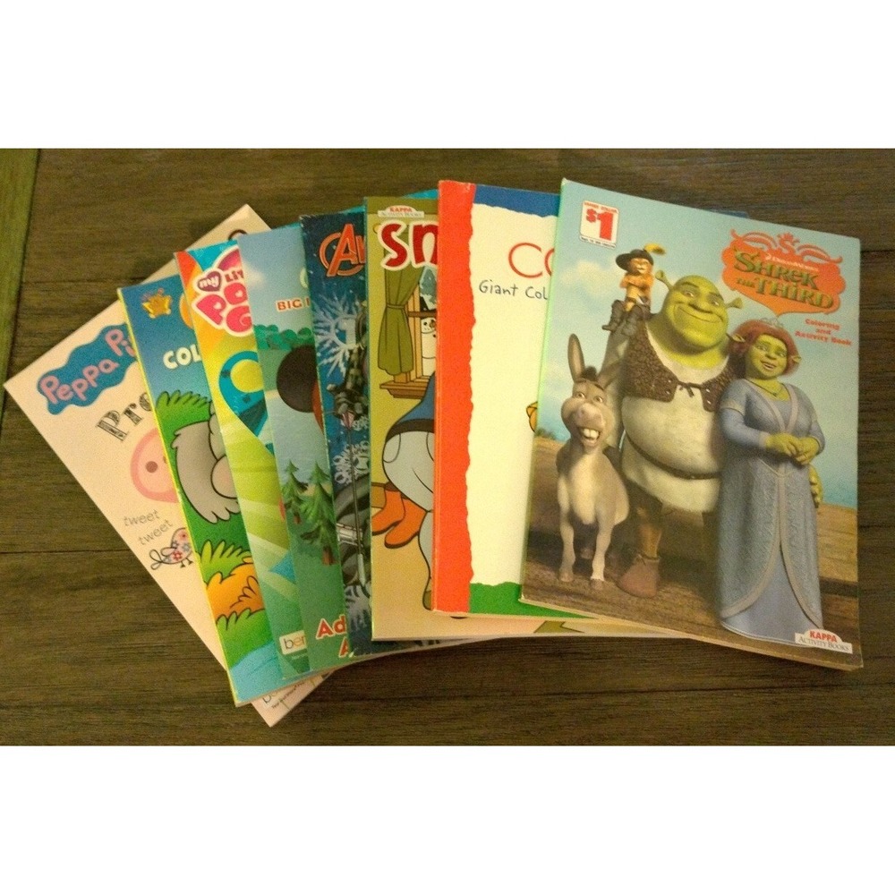 Lot Of 8  Used -  Children's coloring books My Little Pony Mickey Mouse Avengers